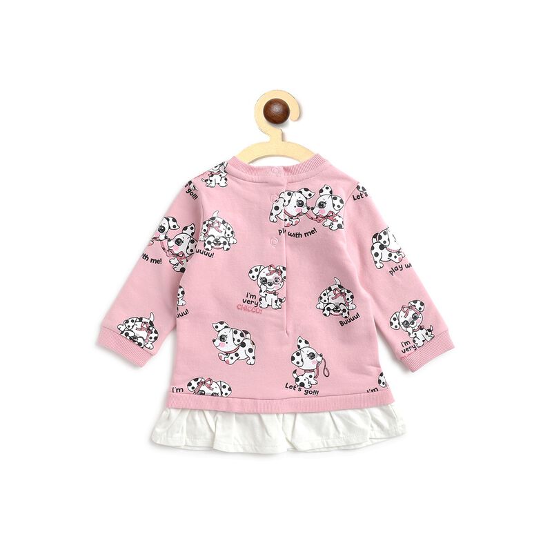 Girls Fleece Long Sleeve Dress with Print image number null